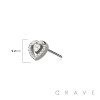 316L SURGICAL STEEL THREADLESS PUSH IN CZ DOUBLE HEART TOP PART